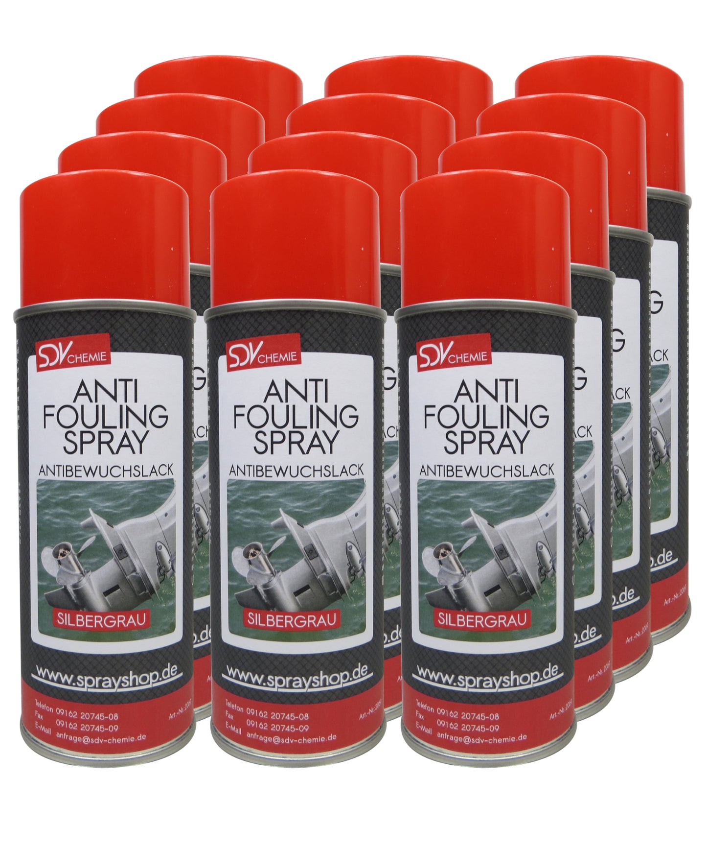Antifouling silbergrau 12x 400ml für Propeller Aussenborder