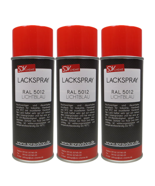 Lackspray RAL 5012 LICHTBLAU glänzend 3x 400ml Acryllack