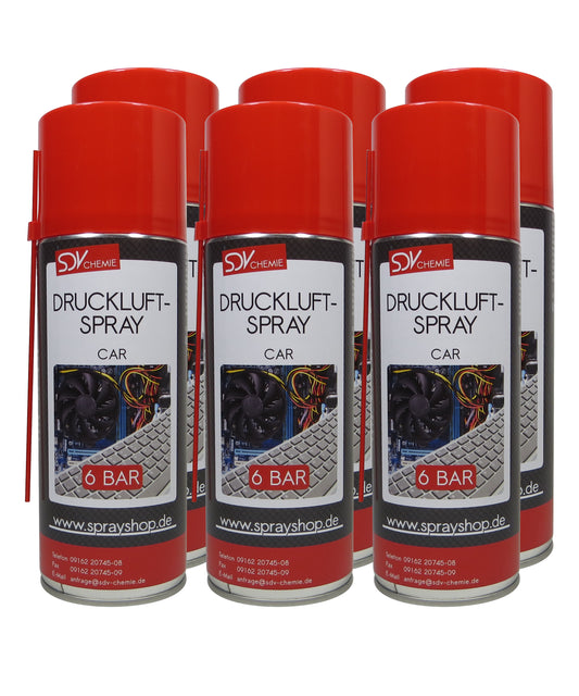 Druckluftspray CAR 6x 400ml Air Duster Druckluftreiniger