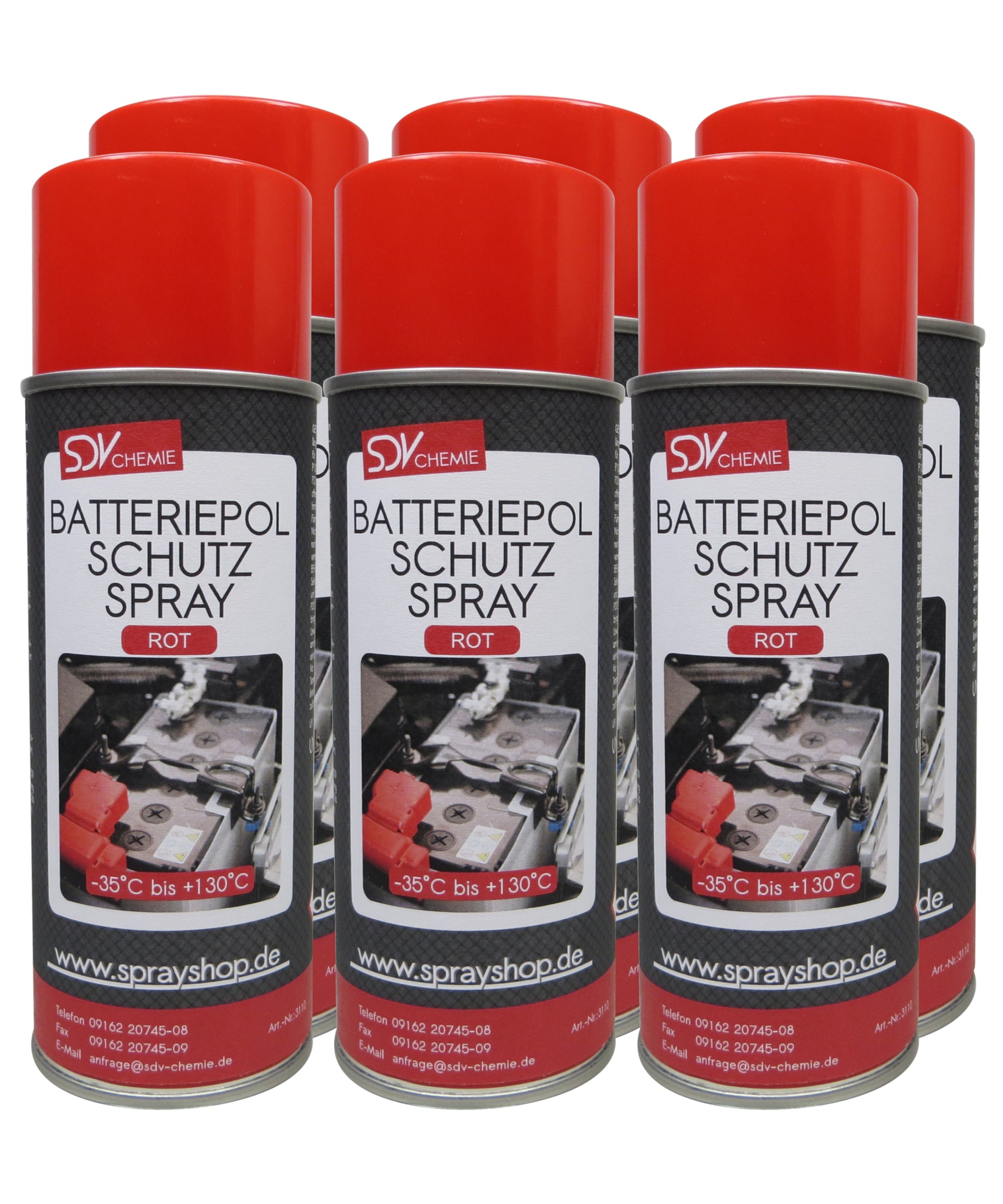 Batteriepolspray rot 6x 400ml Batteriepol Schutz Fett Kontaktfett