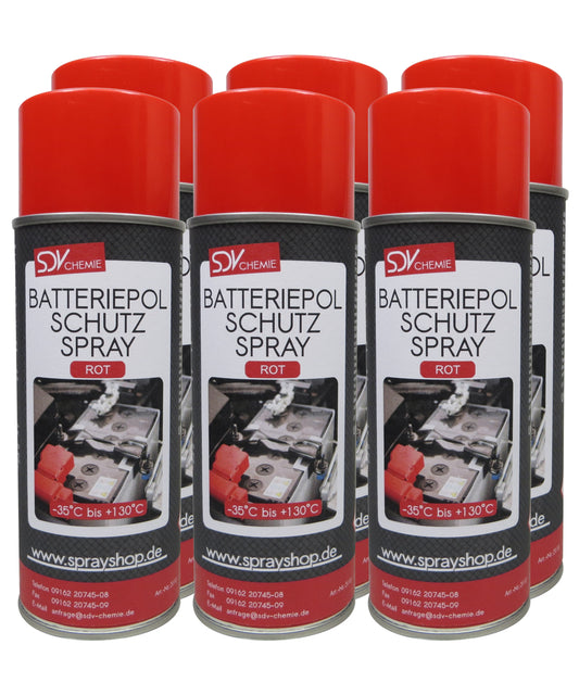 Batteriepolspray rot 6x 400ml Batteriepol Schutz Fett Kontaktfett