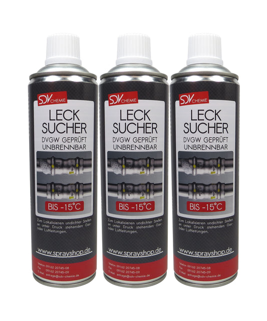 Lecksuchspray 3x 400ml bis -15°C DVGW geprüft Leckfinder Lecksucher