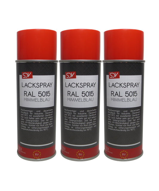 Lackspray RAL 5015 HIMMELBLAU glänzend 3x 400ml Acryllack