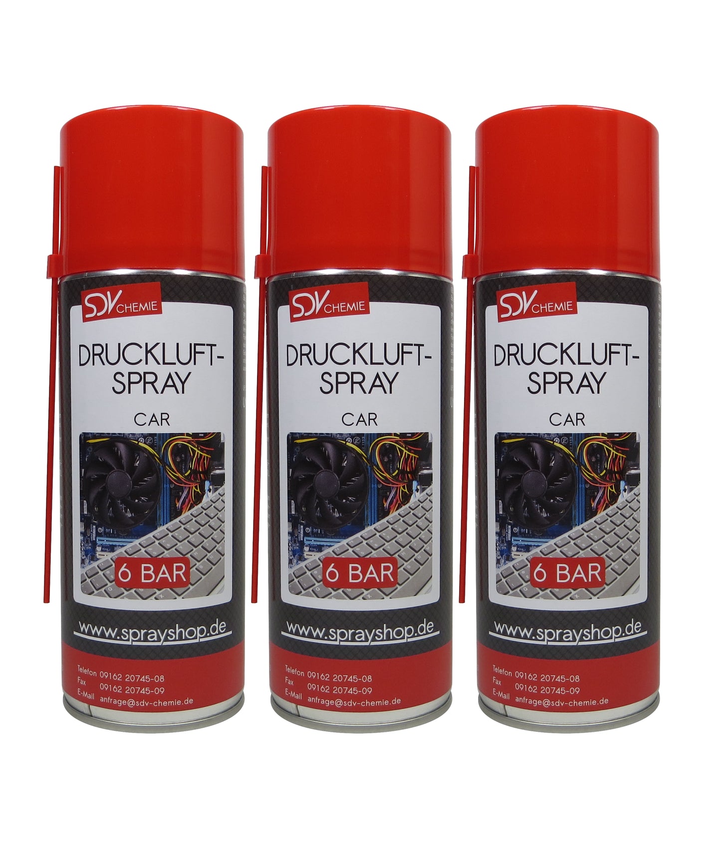 Druckluftspray CAR 3x 400ml Air Duster Druckluftreiniger