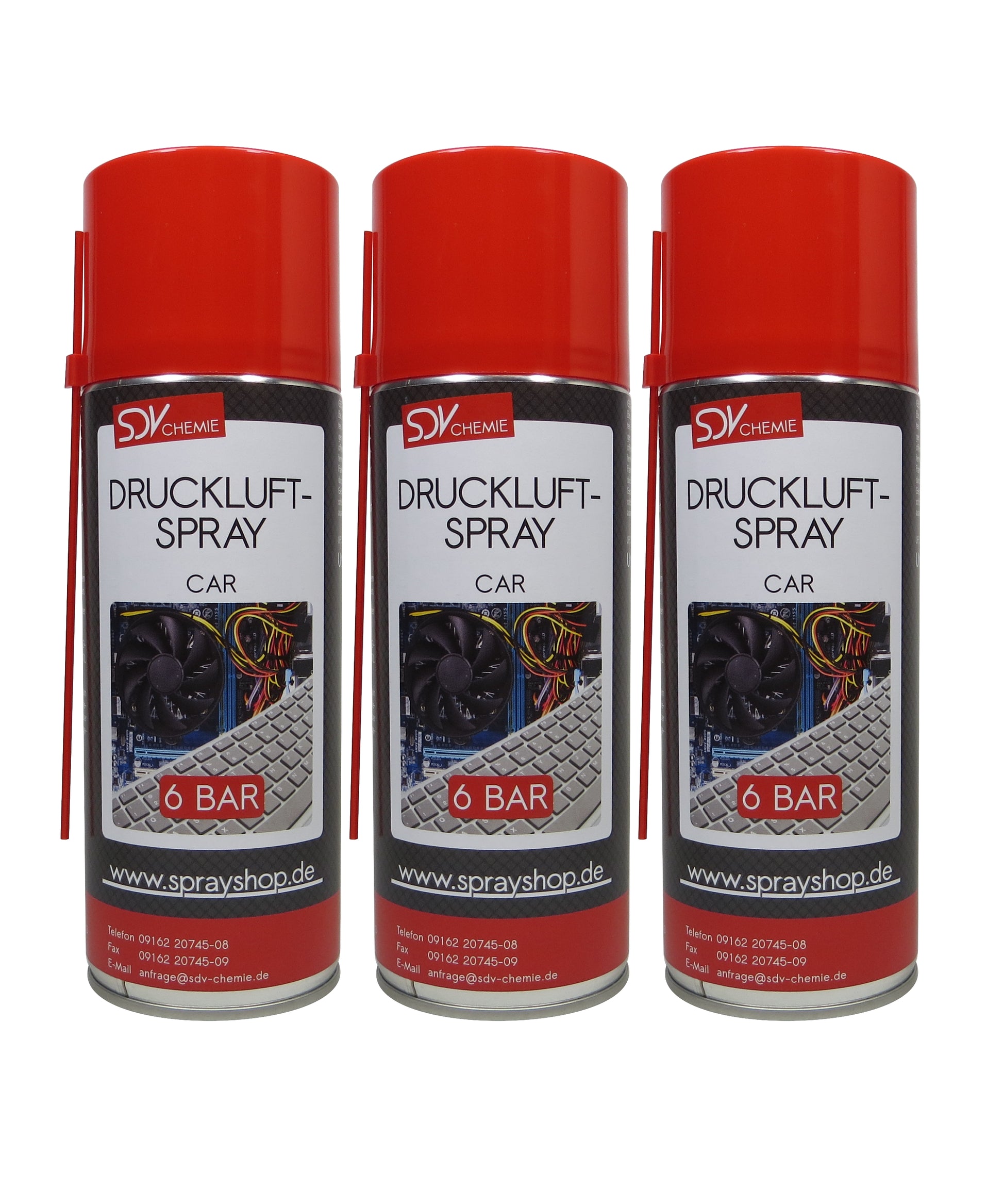 Druckluftspray CAR 3x 400ml Air Duster Druckluftreiniger
