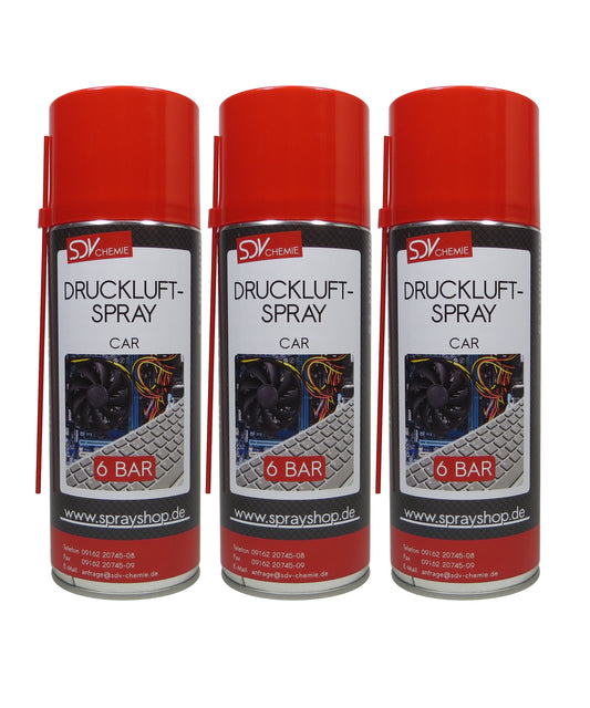 Druckluftspray CAR 3x 400ml Air Duster Druckluftreiniger