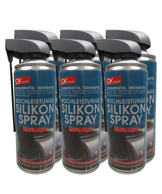 Hochleistungs Silikonspray 6x 450ml Kunststoff- und Gummipflege