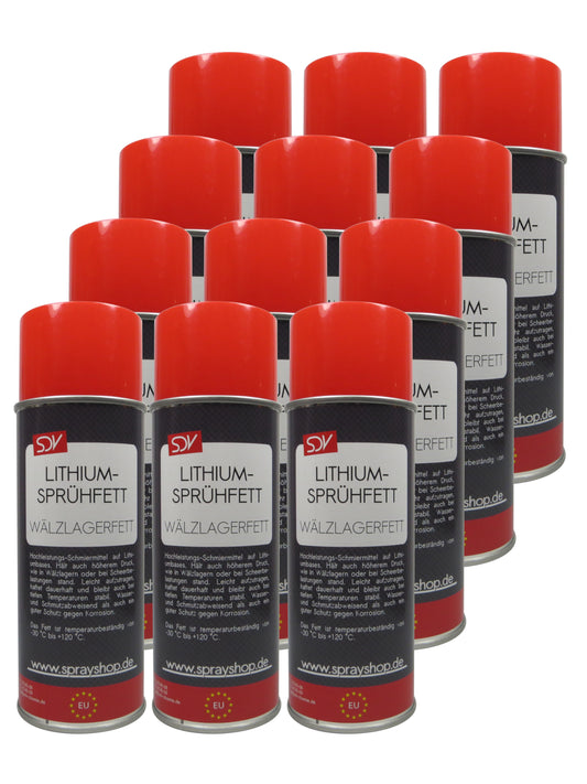 Lithium Sprühfett 12x 400ml Wälzlagerfett Schmierfett Fettspray