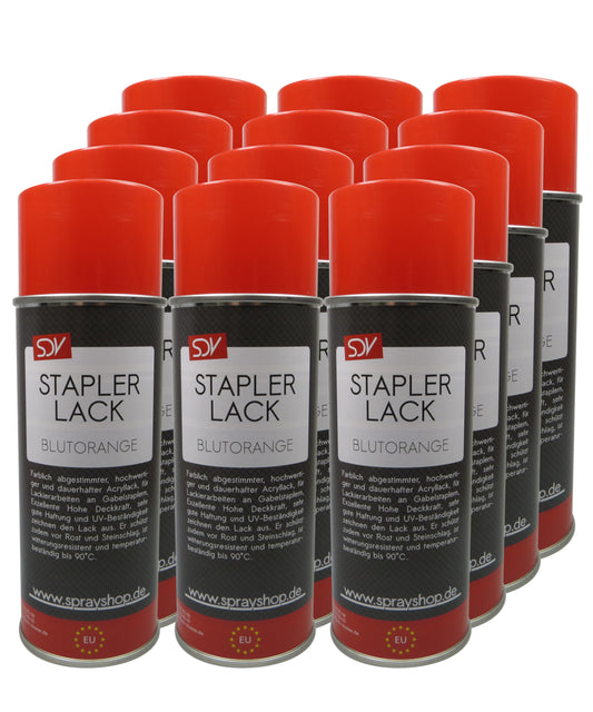 Staplerlack RAL 2002 blutorange glänzend 12x 400ml Linde Gabelstapler