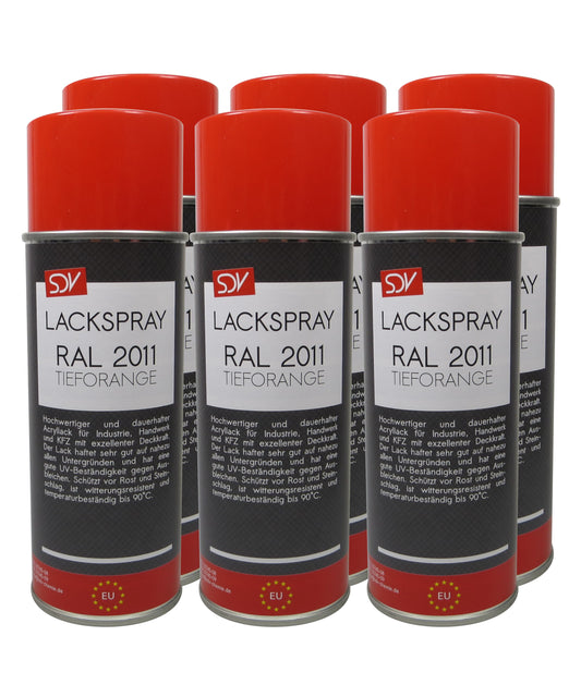 Lackspray RAL 2011 TIEFORANGE glänzend 6x 400ml Acryllack