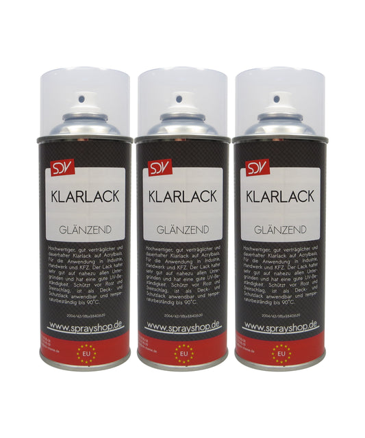 Klarlack Spray glänzend 3x 400ml schnelltrocknend Acryl Sprühlack