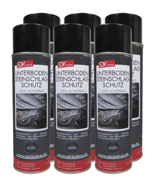 Unterbodenschutz schwarz überlackierbar 6x 500ml UBS Steinschlagschutz