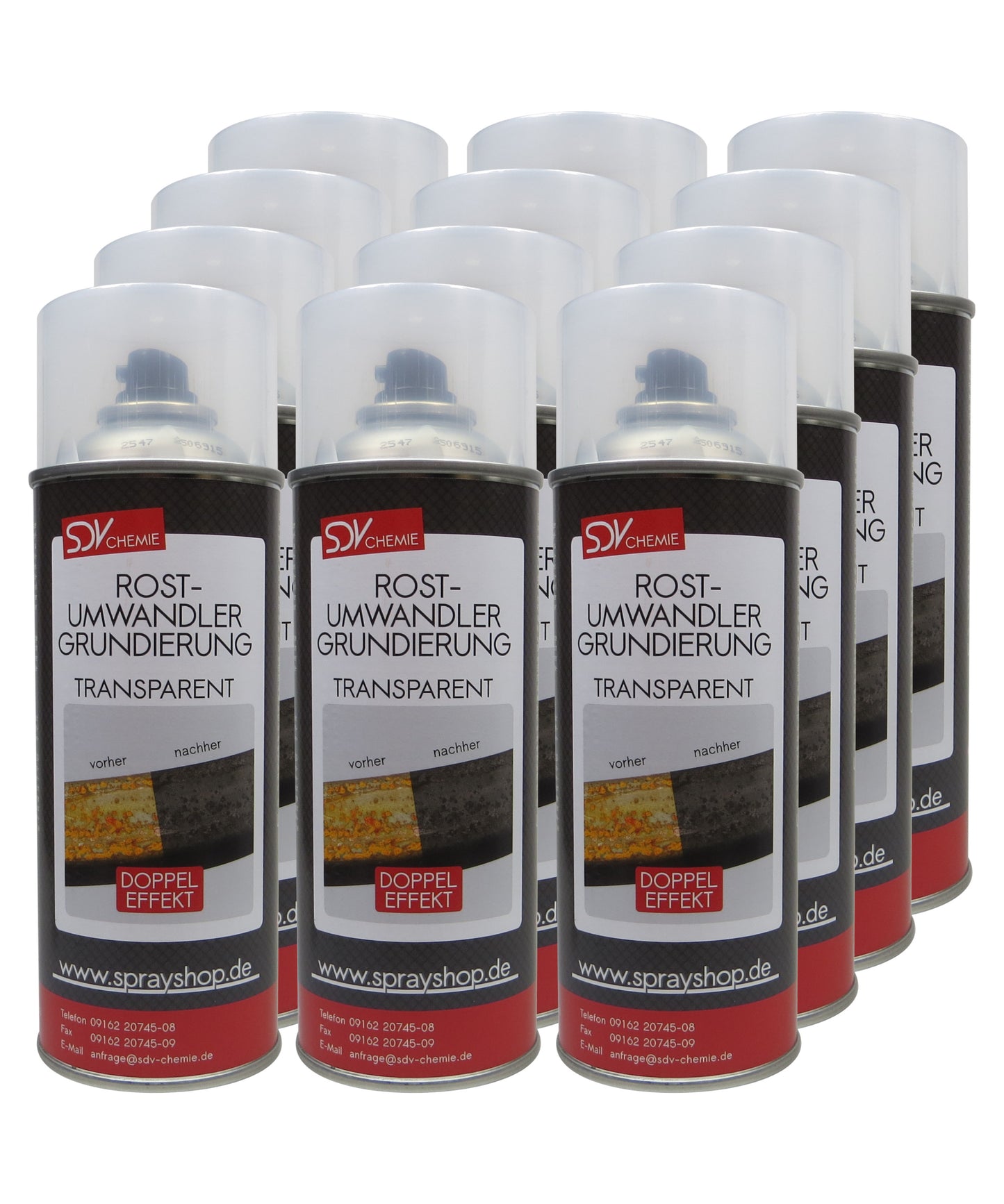 Rostumwandler 12x 400ml Anti Rostspray Rostsanierer und Grundierung