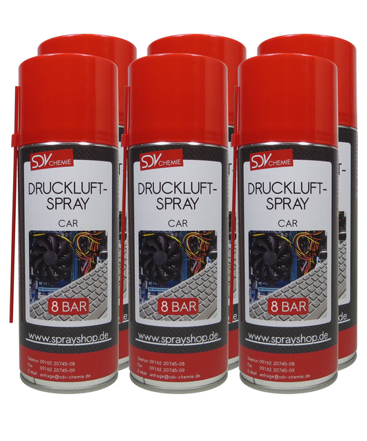 Druckluftspray CAR 6x 400ml Air Duster Druckluftreiniger