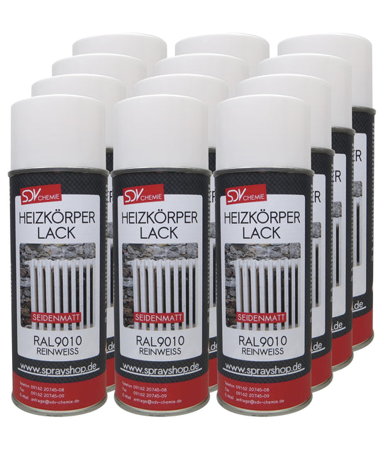 Heizkörperlack weiss seidenmatt 12x 400ml RAL 9010 Radiator