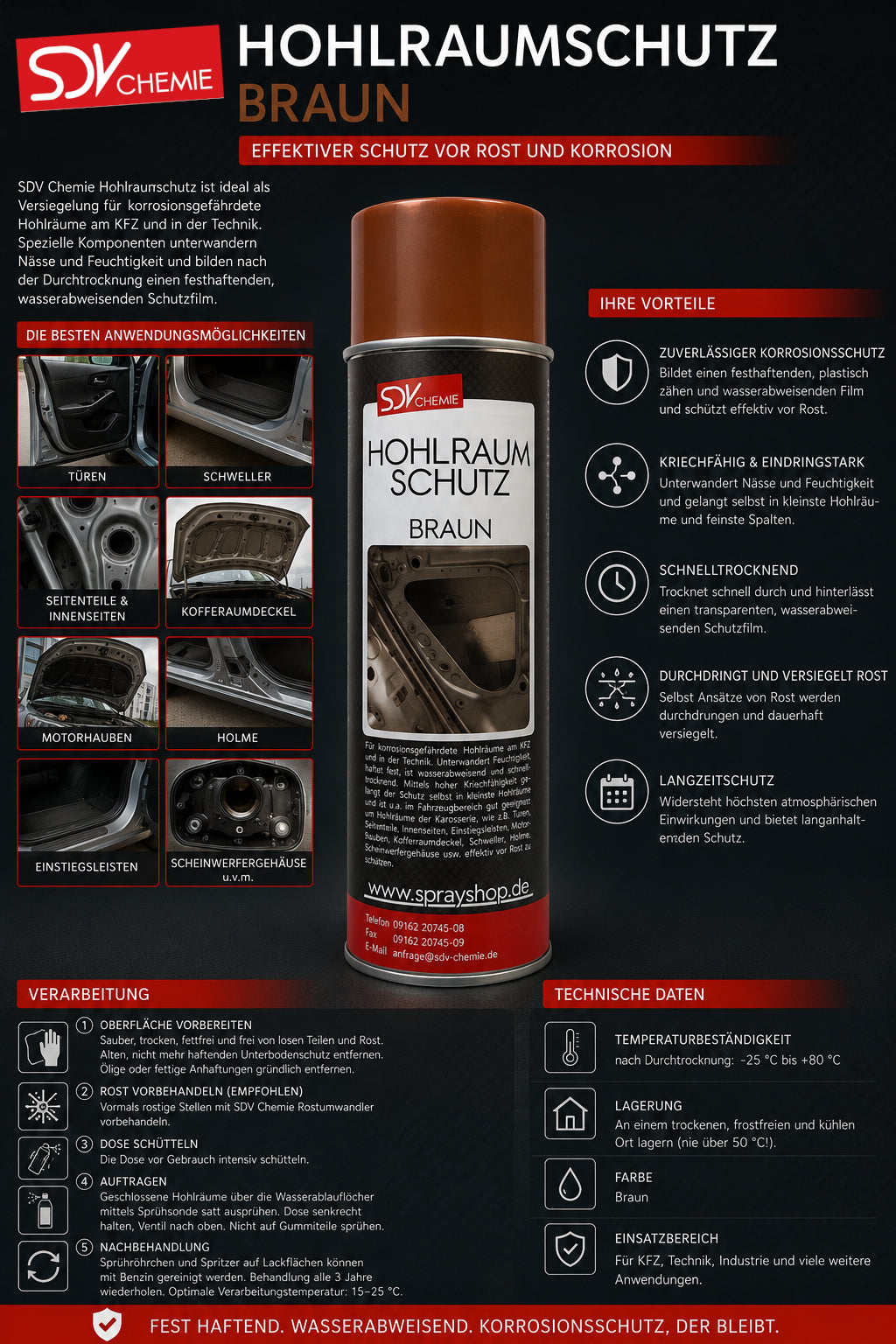 Hohlraumschutz braun 500ml Spray Etikett
