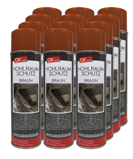 Hohlraumschutz braun 12x 500ml Spray + 60cm Sonde Hohlraumversiegelung Wachs