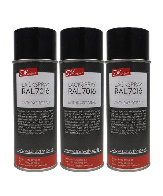 Lackspray RAL 7016 ANTHRAZITGRAU glänzend 3x 400ml Acryllack