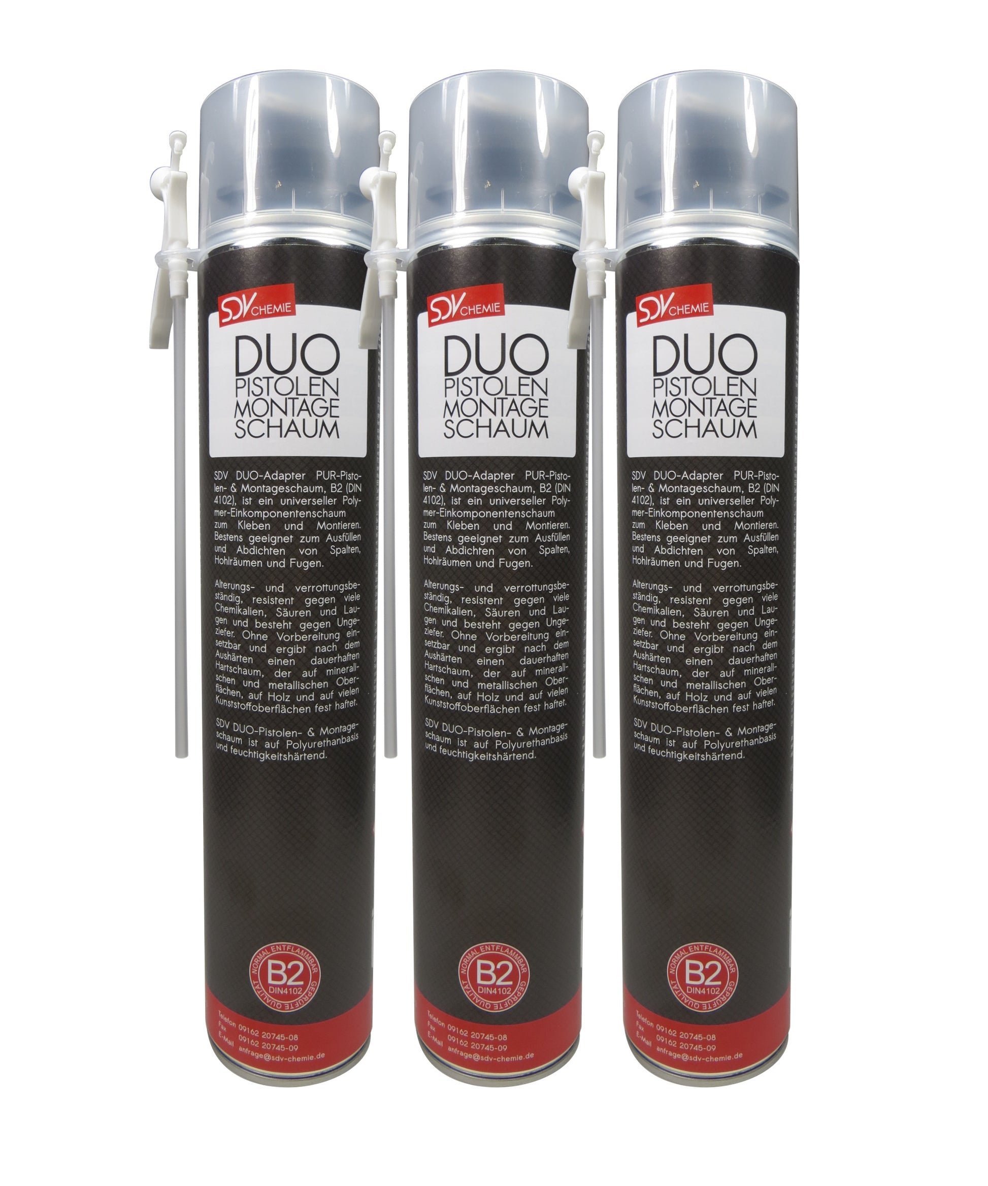 DUO Pistolen Montage Schaum B2 3x 750ml 2-in-1-System Bauschaum
