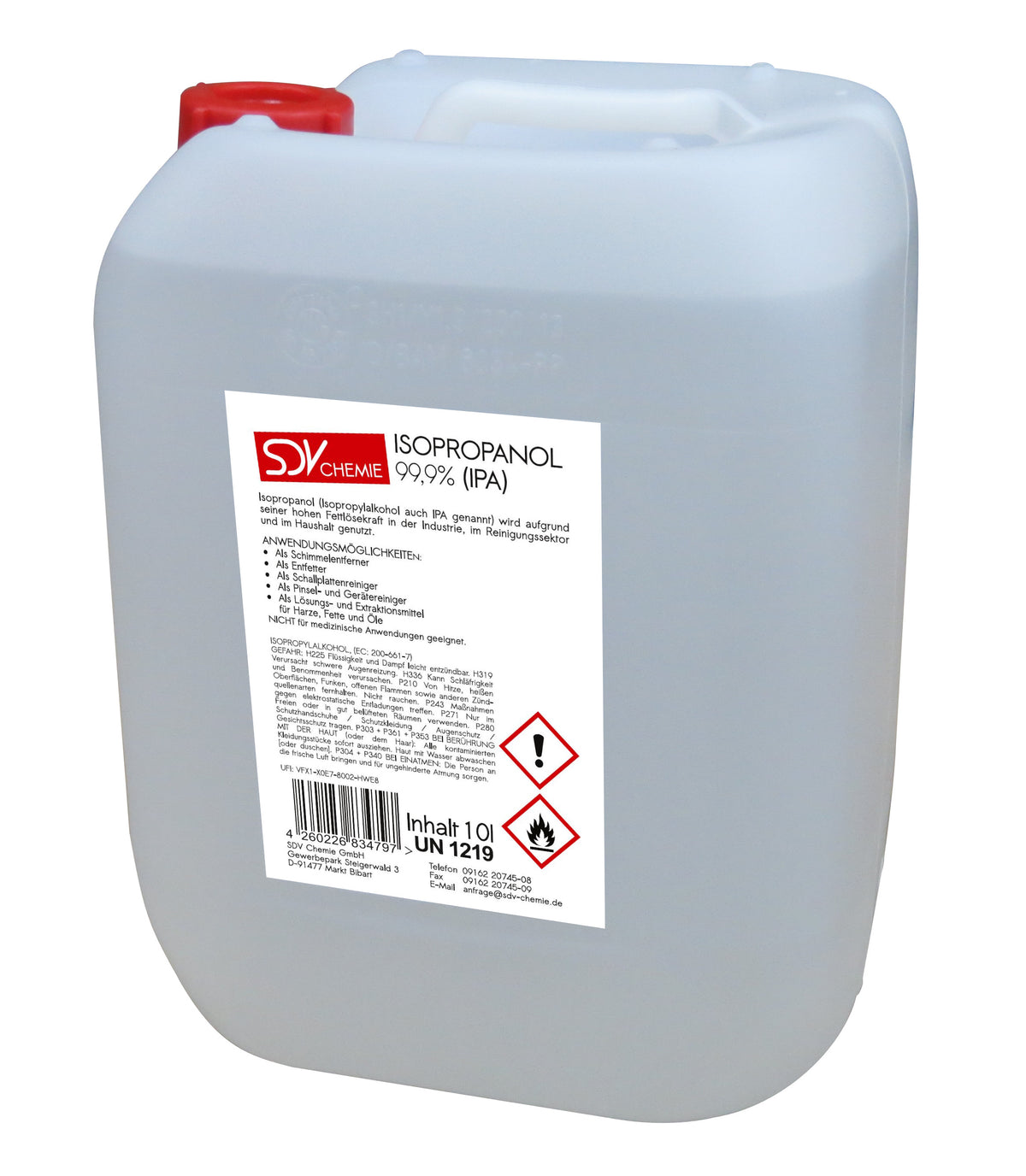 GiDeli Isopropanol 99,9% 20L – IPA Reiniger Für 3D-Druck, Displays & Elektronik