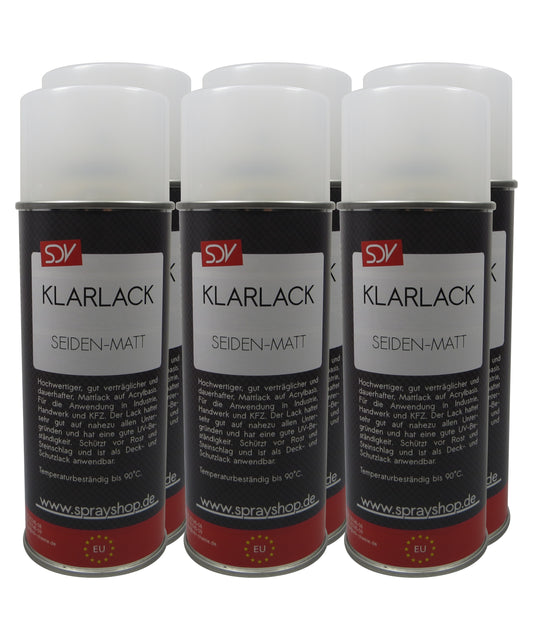 Klarlack Spray seidenmatt 6x 400ml schnelltrocknend Acryl Sprühlack