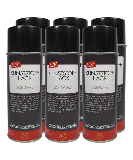 Kunststofflack schwarz matt 6x 400ml Lackspray