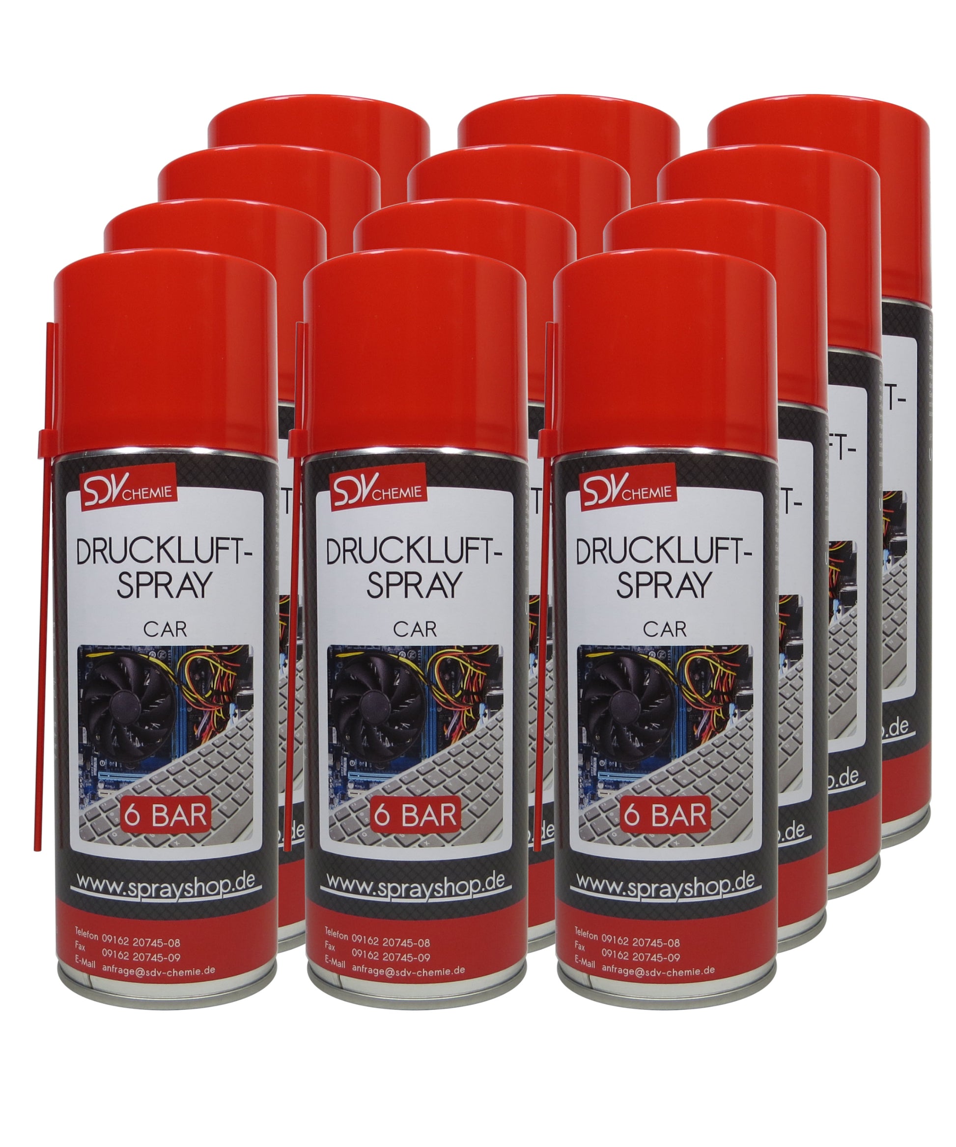 Druckluftspray CAR 12x 400ml Air Duster Druckluftreiniger