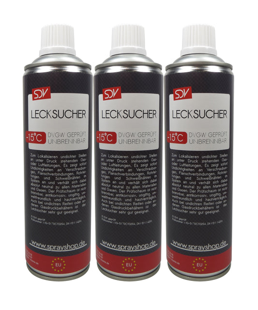 Lecksuchspray 3x 400ml bis -15°C DVGW geprüft Leckfinder Lecksucher