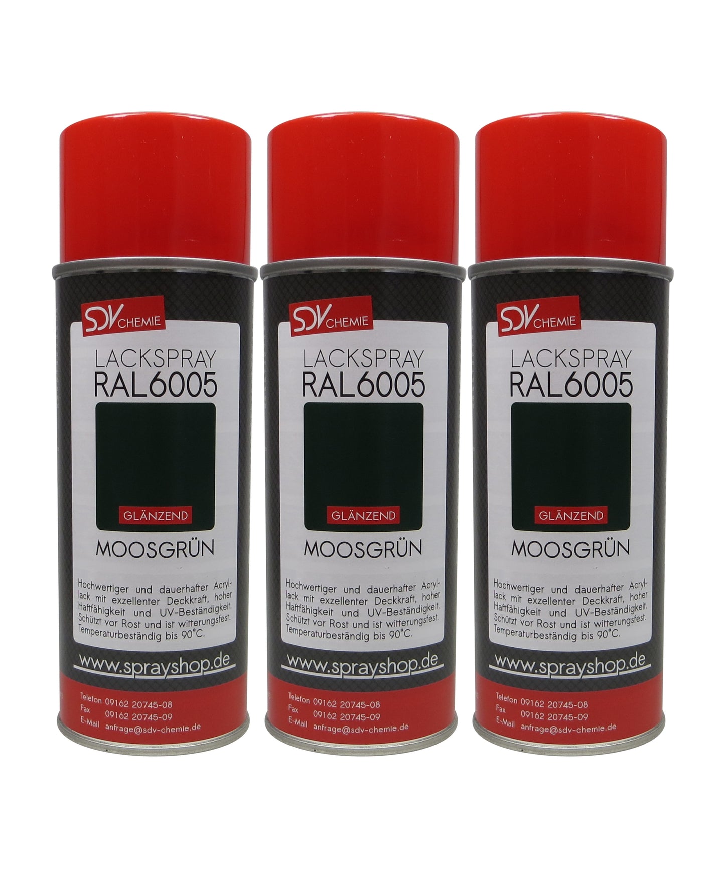 Lackspray RAL 6005 MOOSGRÜN glänzend 3x 400ml Acryllack