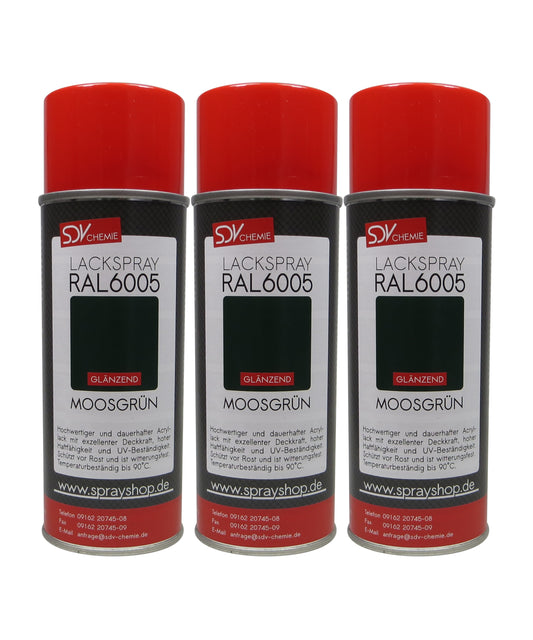 Lackspray RAL 6005 MOOSGRÜN glänzend 3x 400ml Acryllack