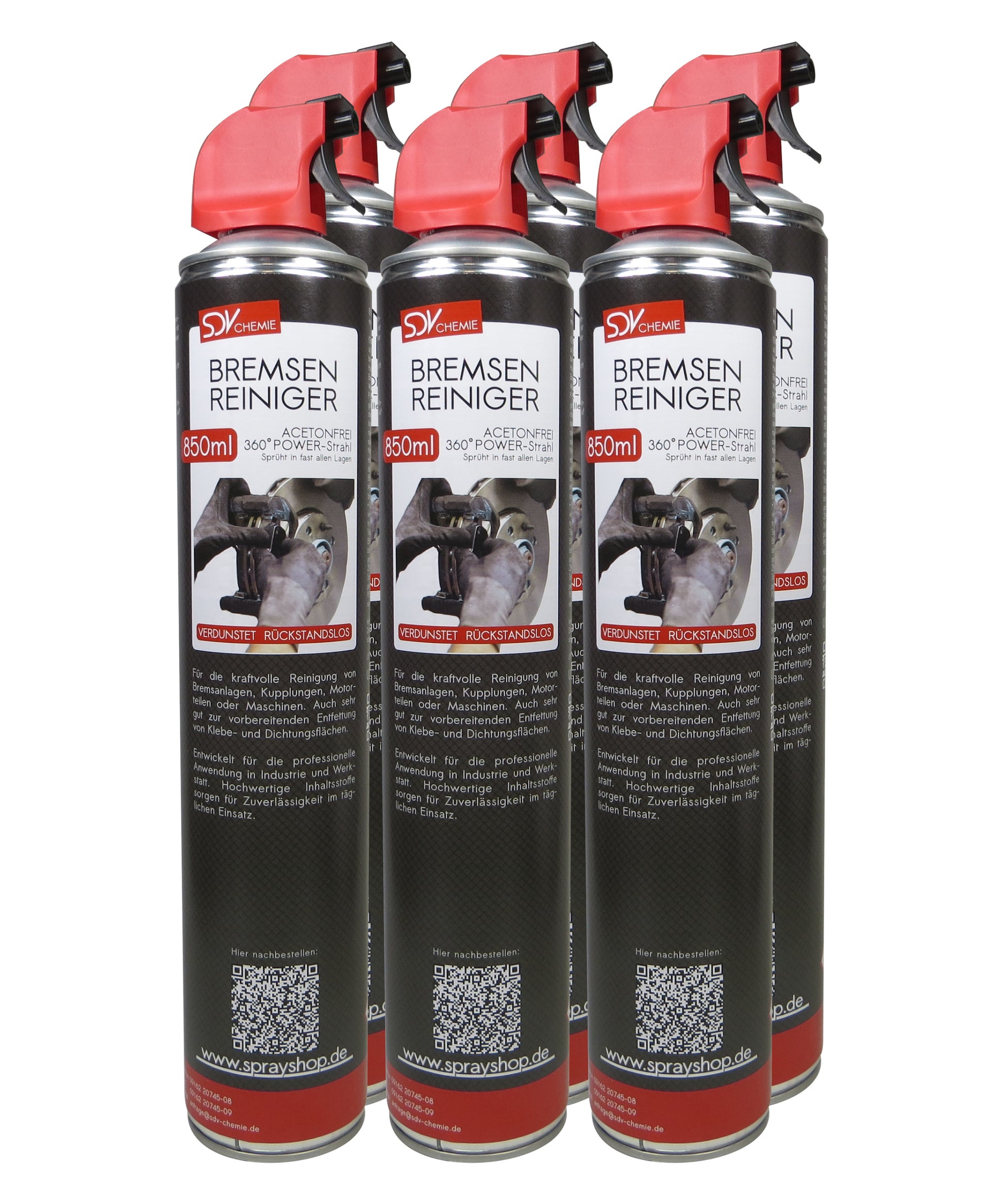 Bremsenreiniger Spray Trigger 6x 850ml POWER Brake Cleaner 360° Ventil
