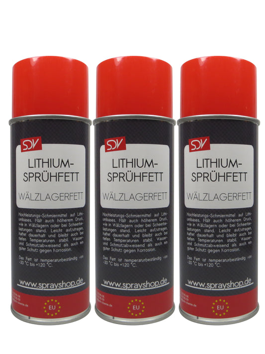 Lithium Sprühfett 3x 400ml Wälzlagerfett Schmierfett Fettspray