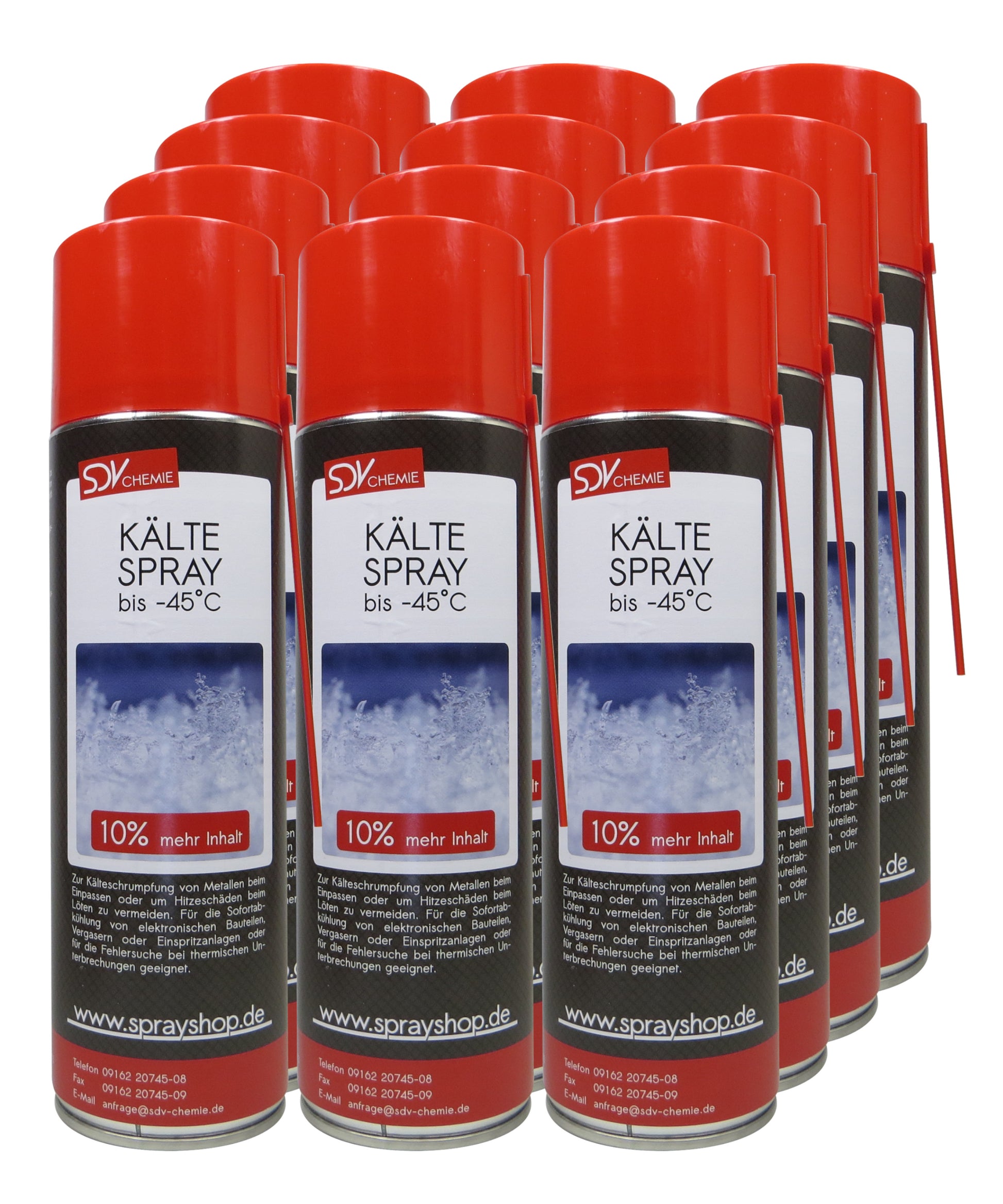 Kältespray 12x 550ml Kühlspray Vereisungsspray Eisspray bis -45°C