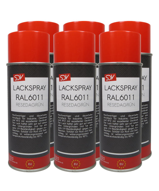 Lackspray RAL 6011 RESEDAGRÜN glänzend 6x 400ml Acryllack