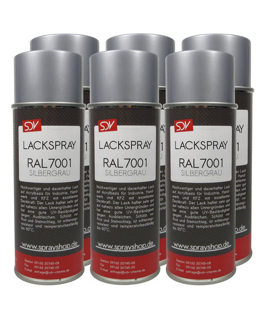 Lackspray RAL 7001 SILBERGRAU glänzend 6x 400ml Acryllack