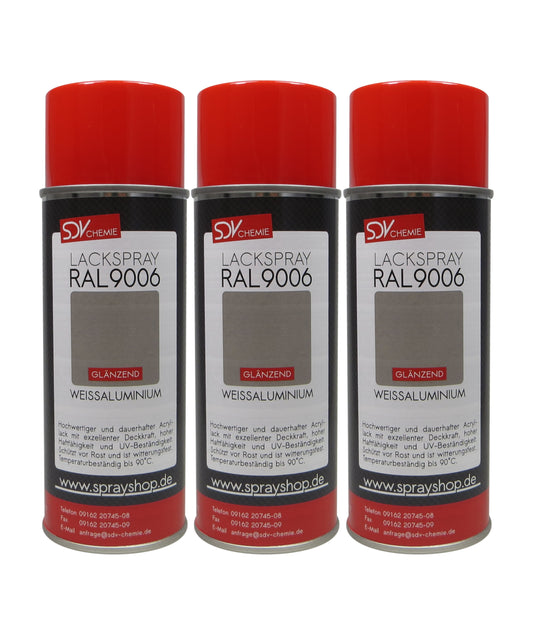 Lackspray RAL 9006 WEISSALUMINIUM glänzend 3x 400ml Acryllack