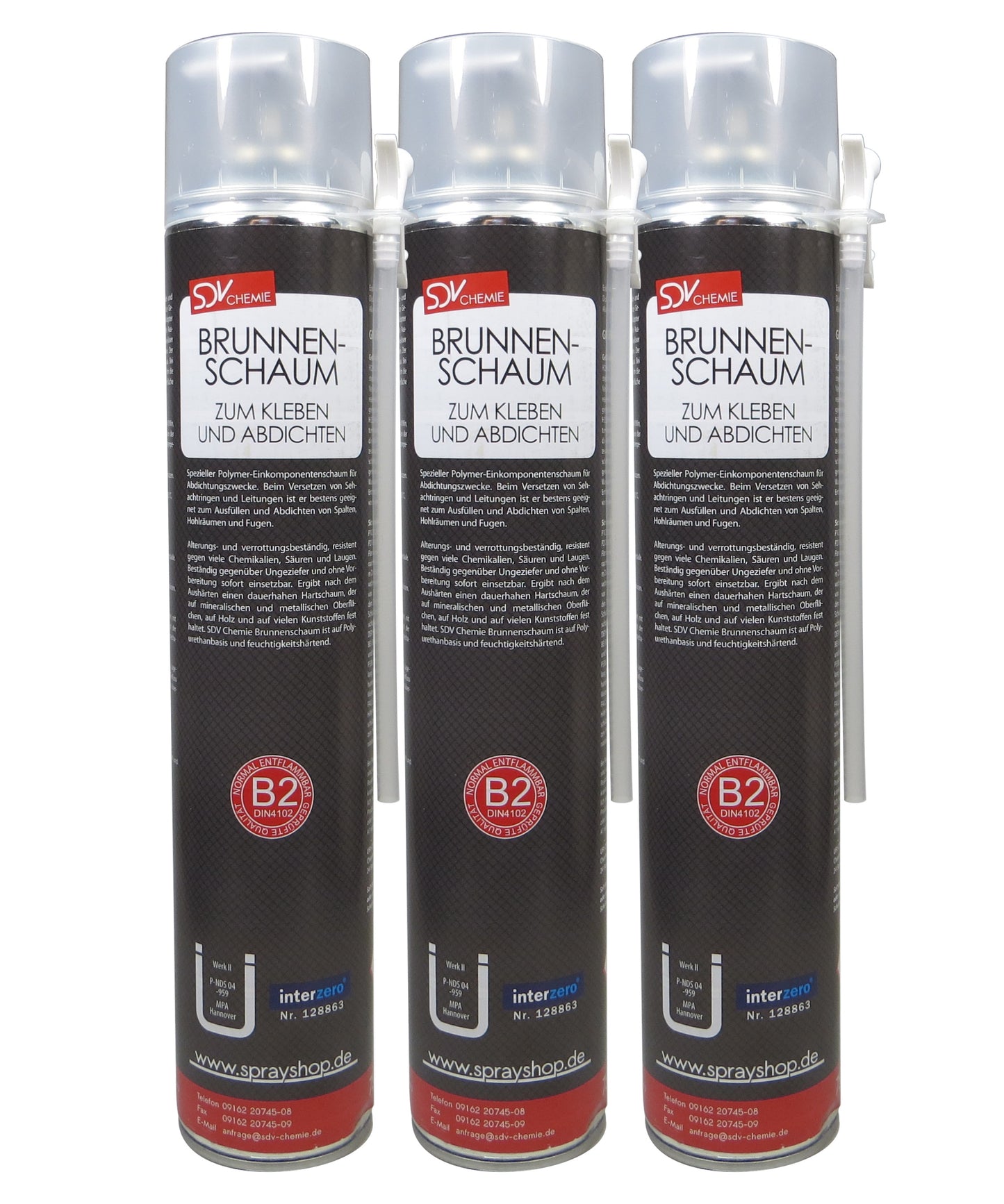 Brunnenschaum B2 3x 750ml Montageschaum Schachtschaum