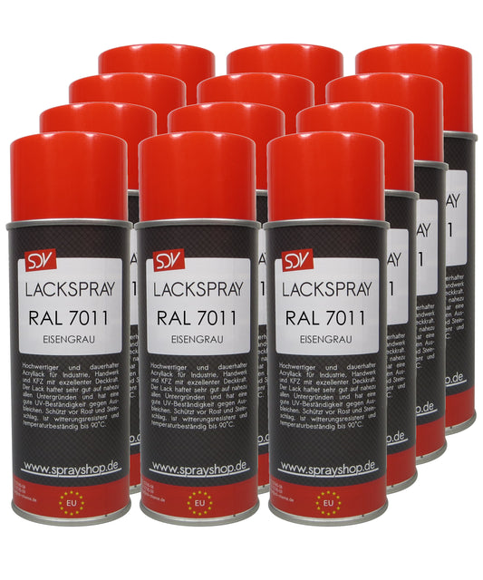 Lackspray RAL 7011 EISENGRAU glänzend 12x 400ml Acryllack