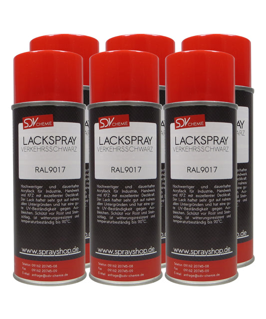 Lackspray RAL 9017 VERKEHRSSCHWARZ glänzend 6x 400ml Acryllack