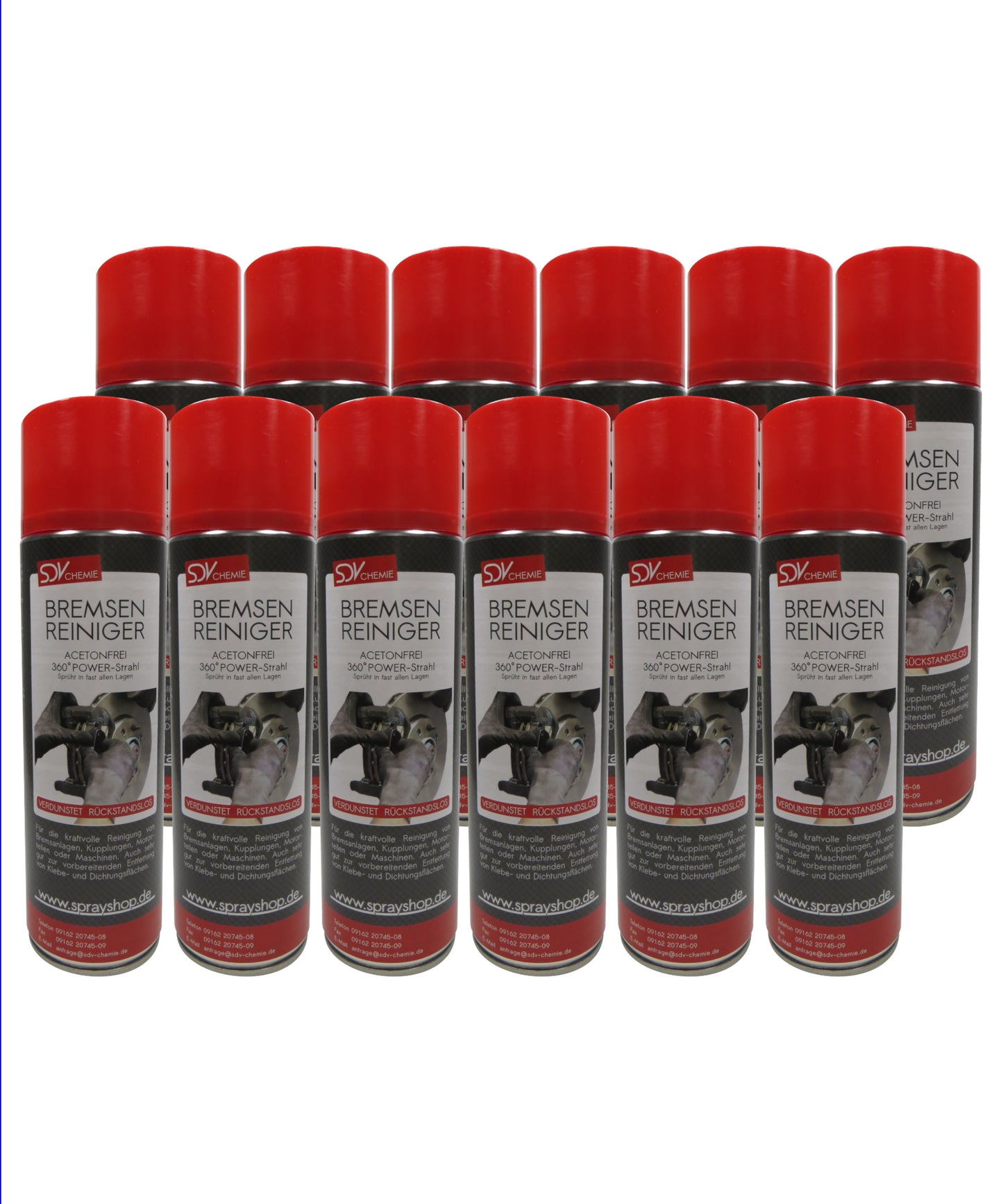 Bremsenreiniger Spray 12x 500ml POWER Brake Cleaner 360° Ventil