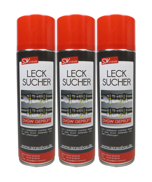 Lecksuchspray 3x 400ml DVGW geprüft Leckfinder Lecksucher Prüfspray