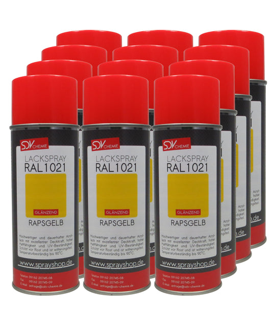 Lackspray RAL 1021 RAPSGELB glänzend 12x 400ml Acryllack