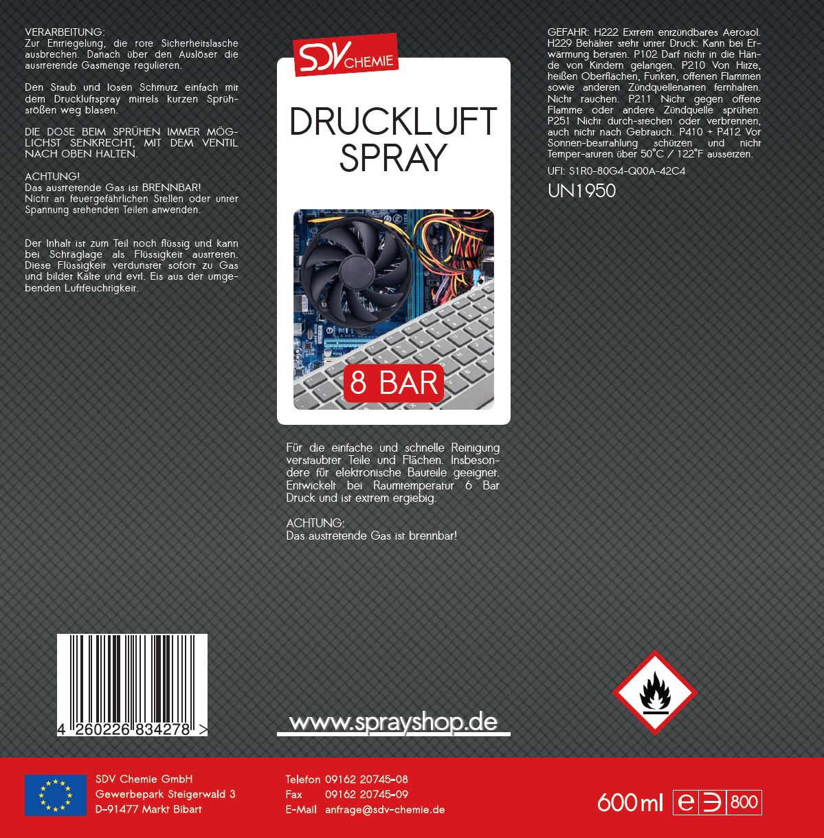 Druckluftspray ACC 600ml Etikett