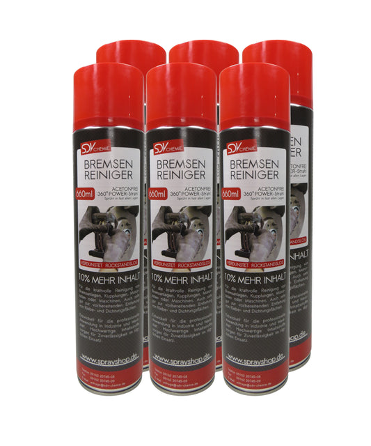 Bremsenreiniger Spray 6x 660ml POWER Brake Cleaner 360° Ventil