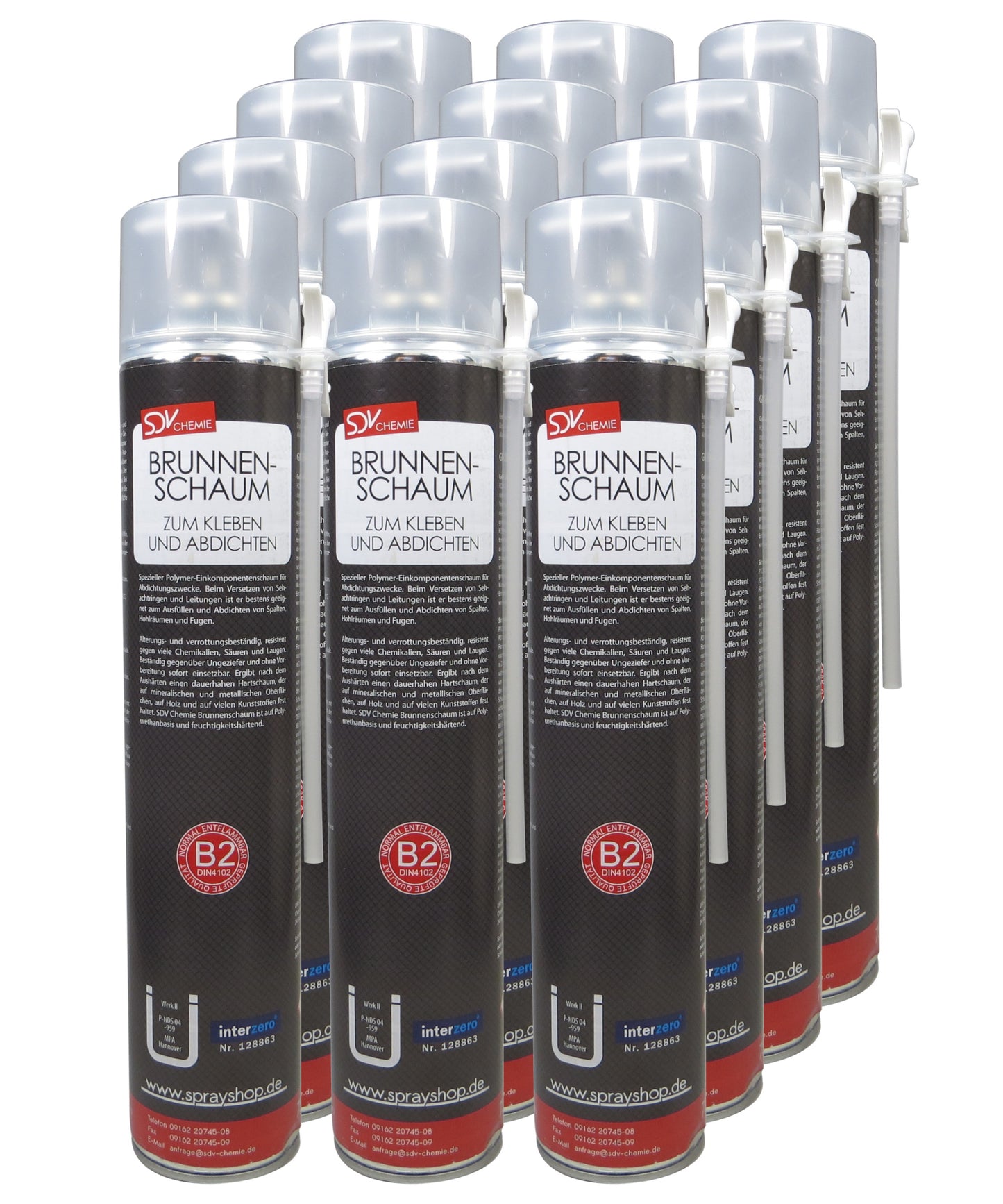 Brunnenschaum B2 12x 750ml Montageschaum Schachtschaum