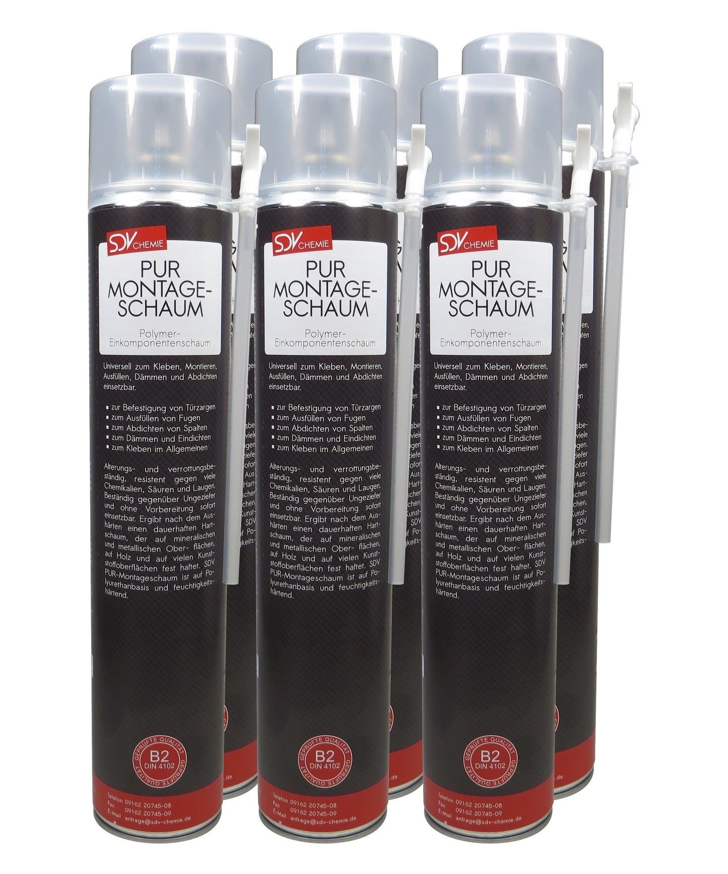 Montageschaum B2 6x 750ml Bauschaum Füllschaum