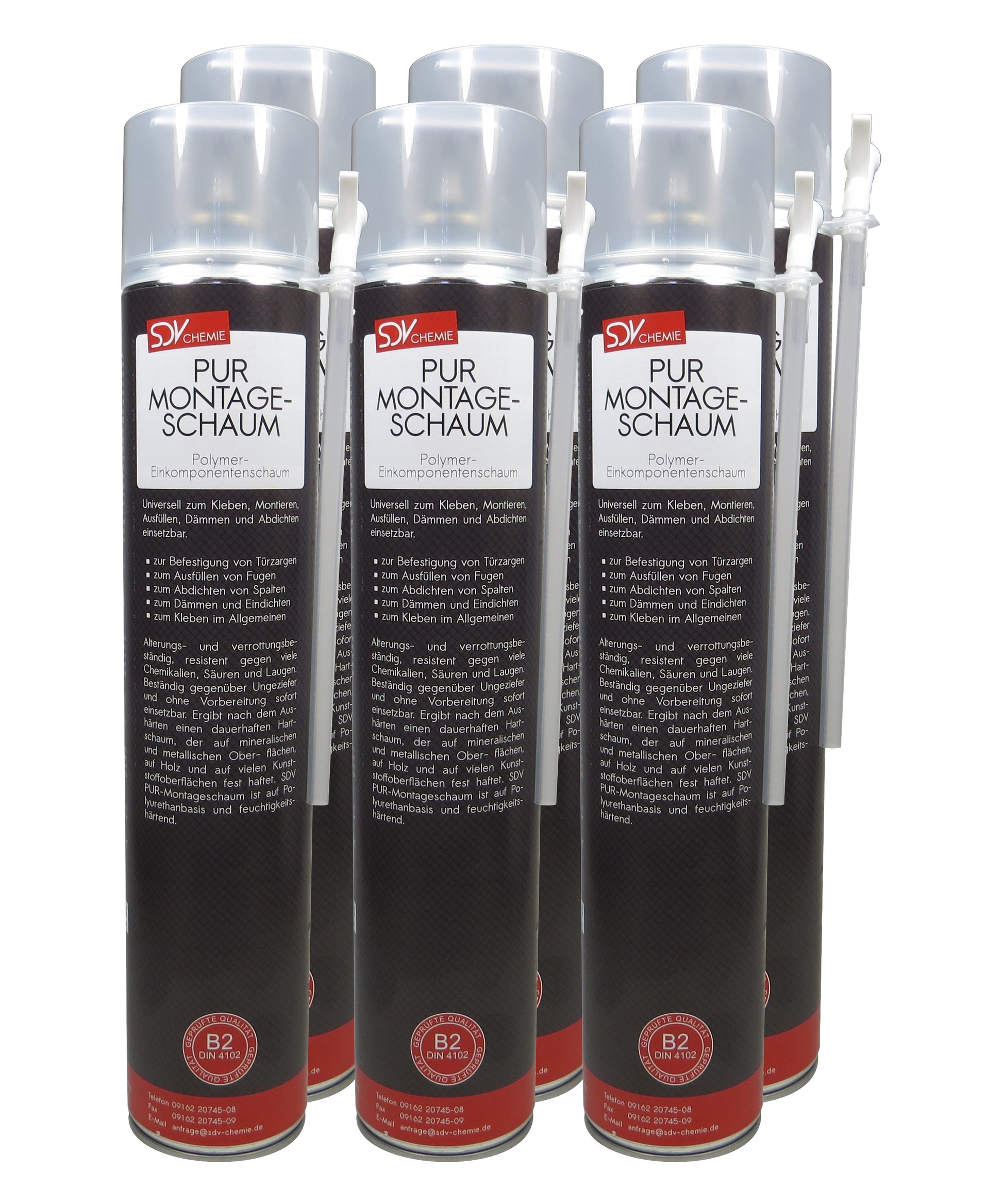 Montageschaum B2 6x 750ml Bauschaum Füllschaum