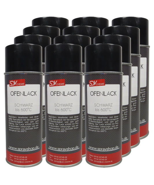 Ofenlack Spray schwarz matt bis 600°C 12x 400ml Ofenlack Kaminofenlack