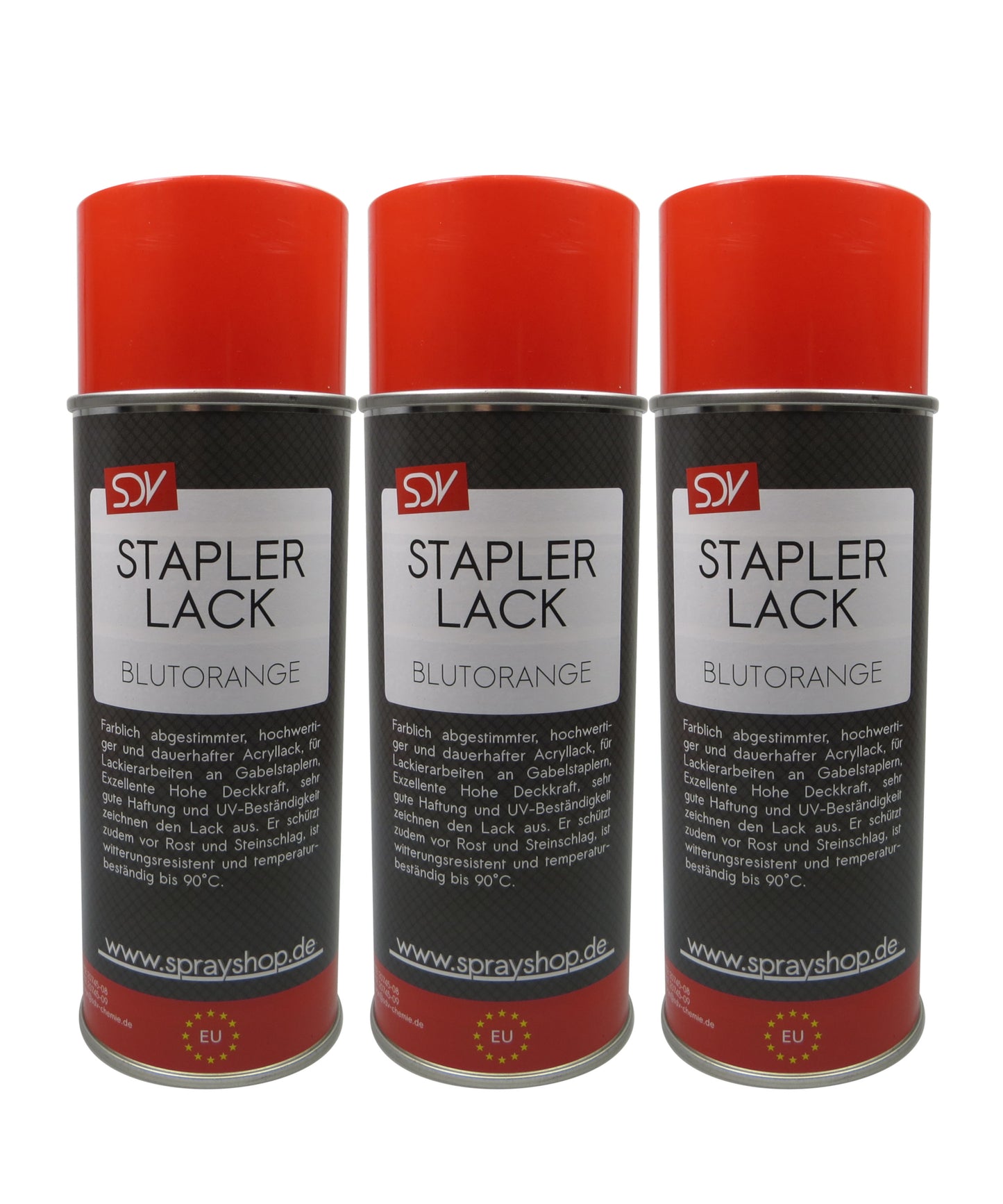 Staplerlack RAL 2002 blutorange glänzend 3x 400ml Linde Gabelstapler