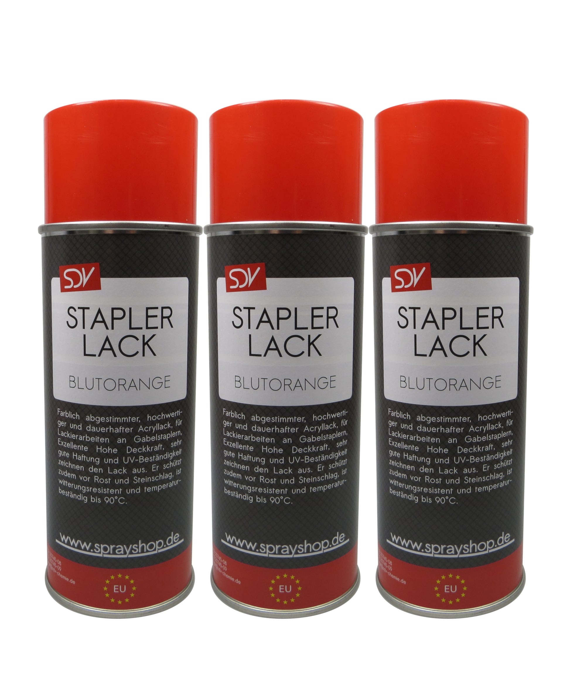 Staplerlack RAL 2002 blutorange glänzend 3x 400ml Linde Gabelstapler